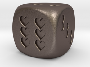 Dice Hearts in Polished Bronzed Silver Steel