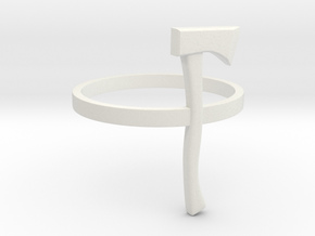 Axe Ring - Size N (6 3/4) in White Natural Versatile Plastic