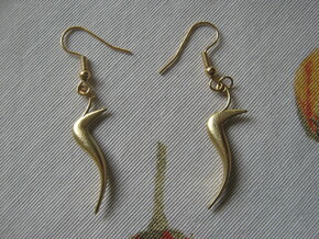 Hippocamp Earrings in Natural Brass