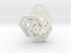 Triple Hexagon Pendant in White Natural Versatile Plastic