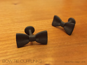 Bow Tie Cufflinks in Matte Black Steel