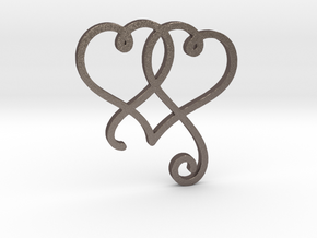 Linked Swirly Hearts (~4mm depth) in Polished Bronzed Silver Steel