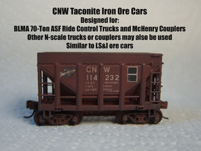 CNW Ore Car Four Pack, N Scale in Tan Fine Detail Plastic