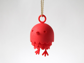 "Peep" Bird Pendant in Red Processed Versatile Plastic