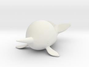 Narwhal Figurine in White Natural Versatile Plastic