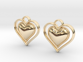 Framed Heart Earrings in 14k Gold Plated Brass