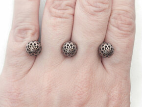 Three Seeds Ring in Polished Bronzed Silver Steel
