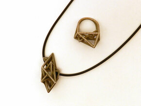 Angular Complexity Necklace in Polished Bronzed Silver Steel