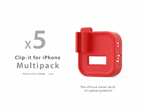 Multipack x5  Clip-it US Lightning edition in Red Processed Versatile Plastic