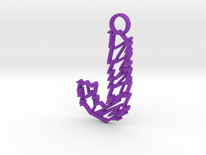 Sketch "J" Pendant in Purple Processed Versatile Plastic