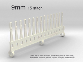 15 Tine Knitting Garter Bar - 9 mm V2 in White Processed Versatile Plastic