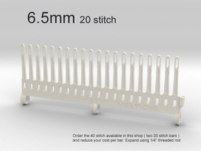 20 Tine Knitting Garter Bar - 6.5 mm V2 in White Processed Versatile Plastic