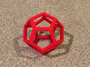 Dodecahedron Wire Frame - 0.3" side in Red Processed Versatile Plastic