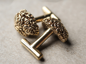 Brain cufflinks in Polished Brass