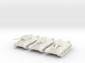 1/160  T-34 tanks in White Natural Versatile Plastic