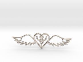 Flying Heart Necklace in Rhodium Plated Brass