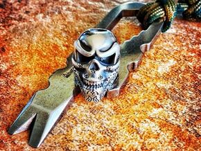 Skull Bead - Bandit in Natural Silver