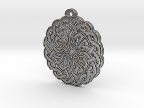 Celtic Knot Circle 2 Medallion Pendant in Natural Silver