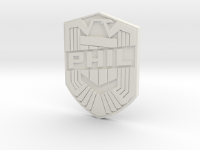 Phil Badge (custom) in White Natural Versatile Plastic