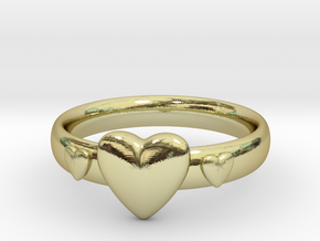 Ring with hearts in 18k Gold Plated Brass