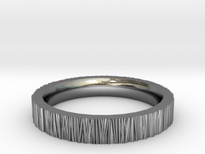 Tree Bark Ring in Fine Detail Polished Silver