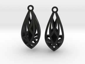 Teardrop shaped earrings in Black Natural Versatile Plastic