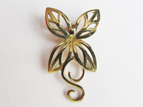 Leaves Butterfly Pendant in Polished Brass