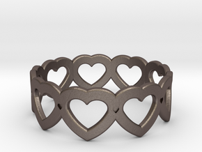 Heart Ring - Size 7 in Polished Bronzed Silver Steel