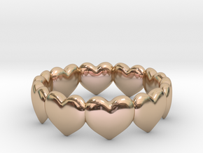 Ring Hearts in 14k Rose Gold Plated Brass
