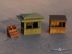 N Scale (1:160) Newsstands and Shoe Shine Stand in Tan Fine Detail Plastic
