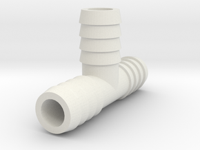 1/2 Inch Tee Barb in White Natural Versatile Plastic