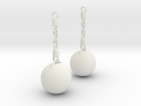 Wrecking Ball Earing in White Natural Versatile Plastic