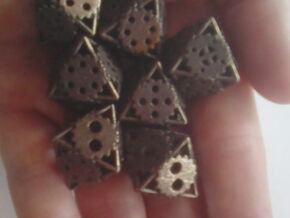 Gear Dice, 8-sided die made of gears in Polished Bronze Steel