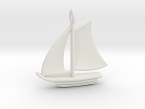 Sailboat Pendant in White Natural Versatile Plastic