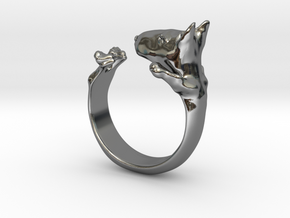 BullTerrier  ring  size 13 in Fine Detail Polished Silver