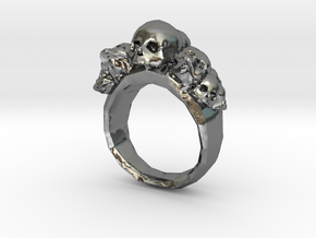 Pile of Skulls Ring Mens Size 20 in Polished Silver