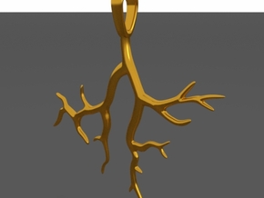 Tree Branch Pendant Type 2 in Polished Gold Steel