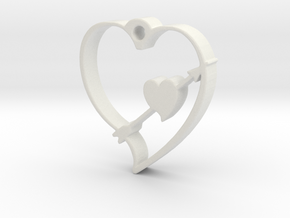 Cupid's Shot Heart Pendant  in White Natural Versatile Plastic