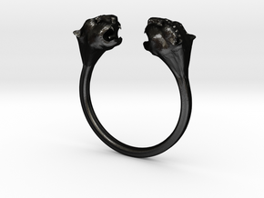 Panther Lady Ring in Matte Black Steel