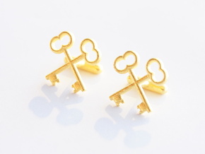 The Society of the Crossed Keys Cufflinks in Polished Gold Steel