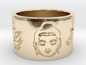 Buddha Lotus Flat Ring Size 4.5 in 14K Yellow Gold