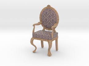 1:12 Scale Purple Damask/Pale Oak Louis XVI Chair in Full Color Sandstone