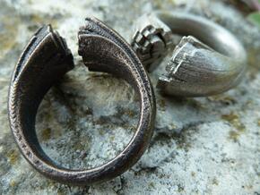 Cracking Wood ring - Size8 in Polished Bronze Steel