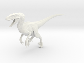 Dinosaur Raptor 25 cm Running V1 in White Natural Versatile Plastic