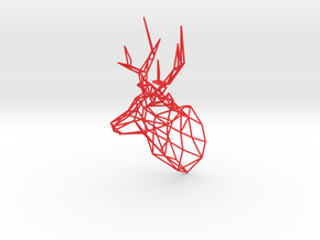 3D Printed Stag Deer 150mm Facing Right  in Red Processed Versatile Plastic