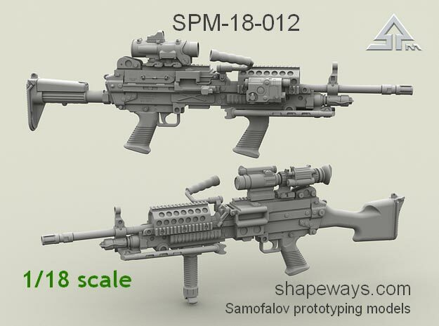 1/18 SPM-18-012 m249 MK48mod0 7,62mm machine gun in Clear Ultra Fine Detail Plastic
