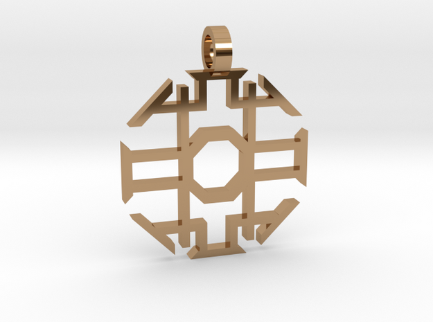 Eight Sided Pendant in Polished Brass