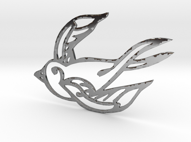 Swallow in Fine Detail Polished Silver