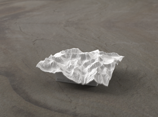 3'' Mt. Whitney Terrain Model, California, USA in White Natural Versatile Plastic