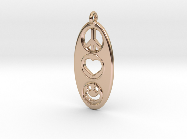 Peace Love Happiness in 14k Rose Gold Plated Brass